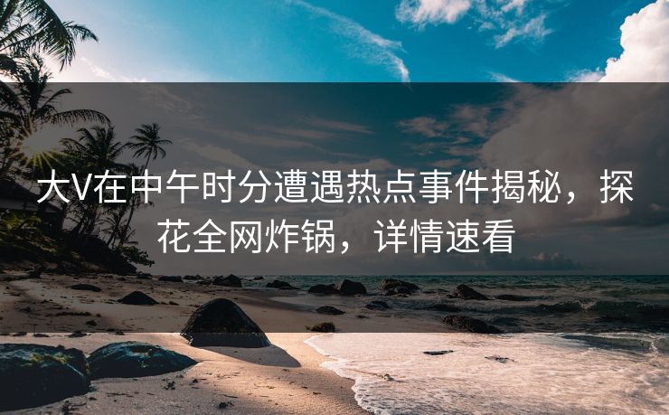 大V在中午时分遭遇热点事件揭秘，探花全网炸锅，详情速看