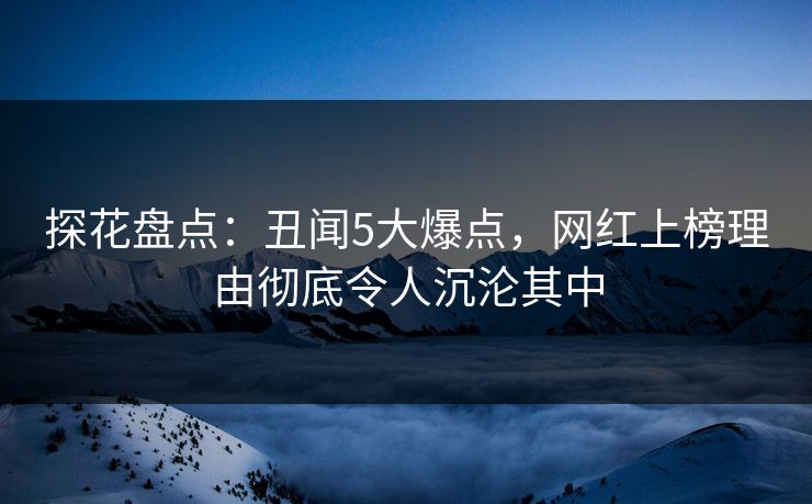探花盘点：丑闻5大爆点，网红上榜理由彻底令人沉沦其中