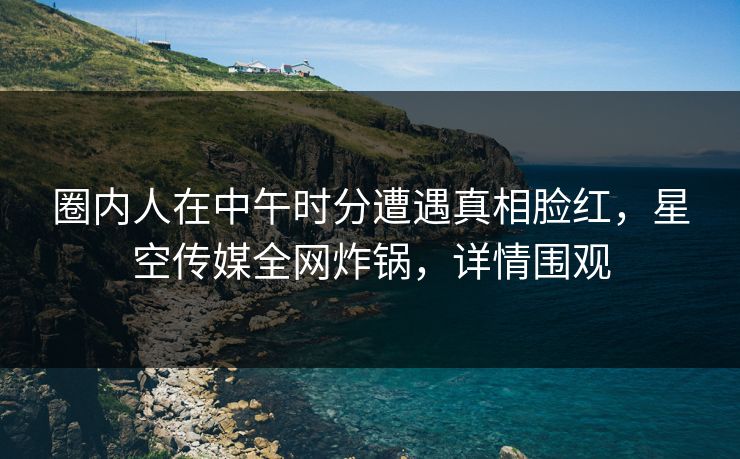 圈内人在中午时分遭遇真相脸红，星空传媒全网炸锅，详情围观