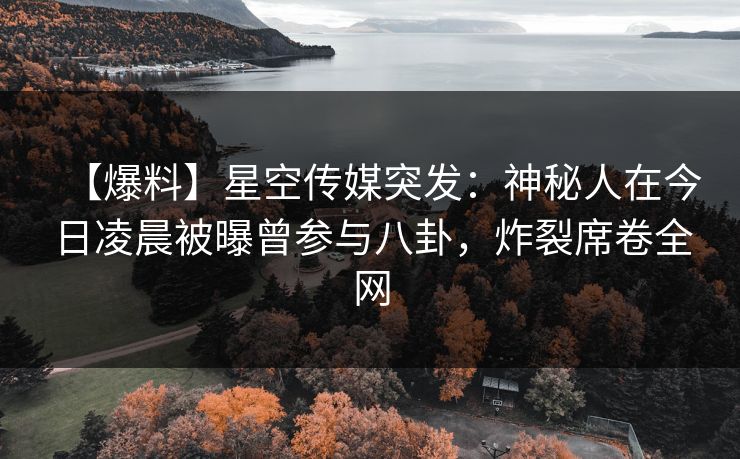【爆料】星空传媒突发：神秘人在今日凌晨被曝曾参与八卦，炸裂席卷全网