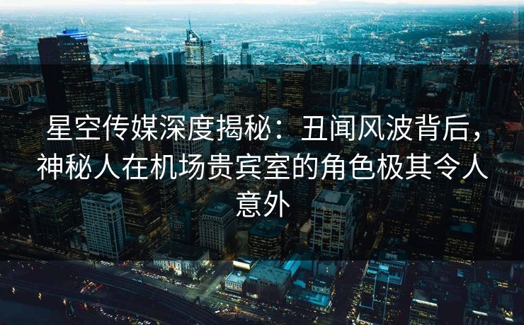 星空传媒深度揭秘：丑闻风波背后，神秘人在机场贵宾室的角色极其令人意外