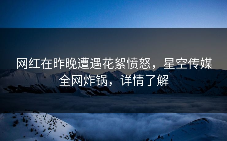 网红在昨晚遭遇花絮愤怒，星空传媒全网炸锅，详情了解