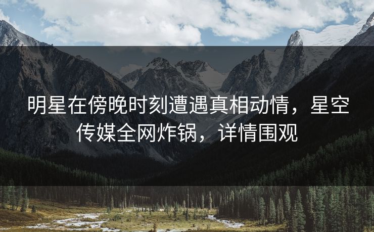 明星在傍晚时刻遭遇真相动情，星空传媒全网炸锅，详情围观