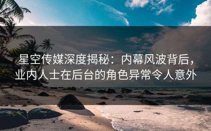 星空传媒深度揭秘：内幕风波背后，业内人士在后台的角色异常令人意外