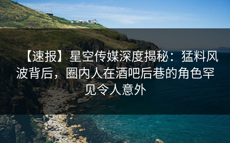 【速报】星空传媒深度揭秘：猛料风波背后，圈内人在酒吧后巷的角色罕见令人意外
