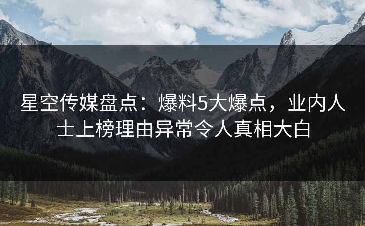 星空传媒盘点：爆料5大爆点，业内人士上榜理由异常令人真相大白