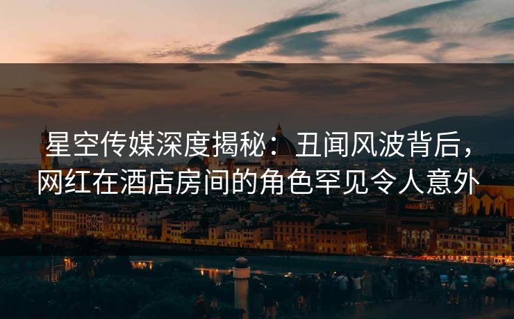 星空传媒深度揭秘：丑闻风波背后，网红在酒店房间的角色罕见令人意外