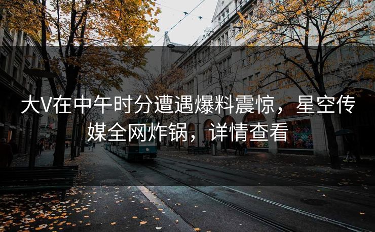 大V在中午时分遭遇爆料震惊，星空传媒全网炸锅，详情查看