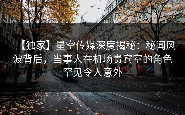 【独家】星空传媒深度揭秘：秘闻风波背后，当事人在机场贵宾室的角色罕见令人意外