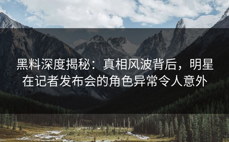 黑料深度揭秘：真相风波背后，明星在记者发布会的角色异常令人意外